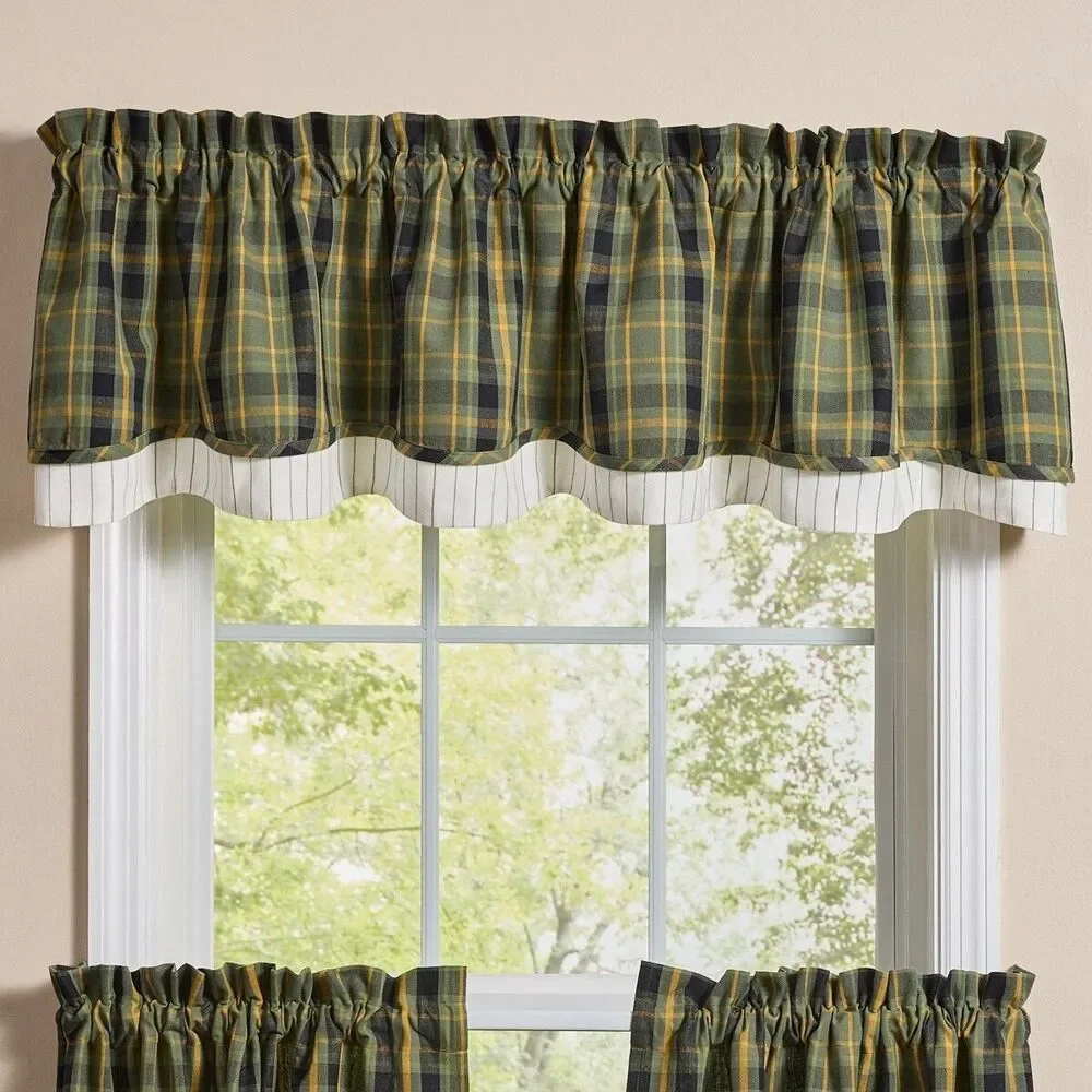 Park Designs Willow Lane Plaid Lined Layered Valance 72 in x 14 in - One Valance